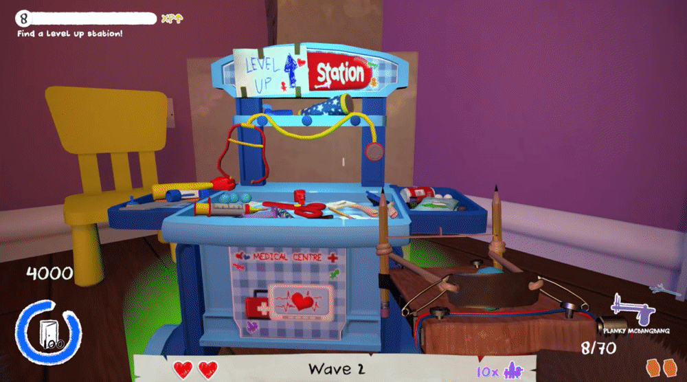 The player accessing the level up menu and choosing some perks